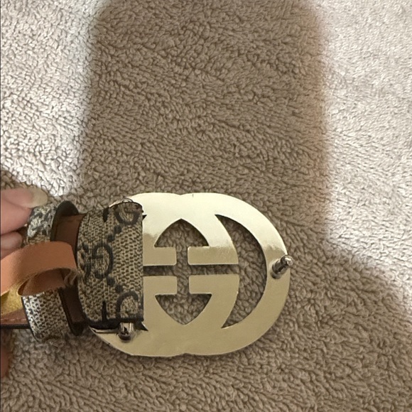 Gucci Silver Buckle Belt with Patterned Strap - Picture 4 of 6